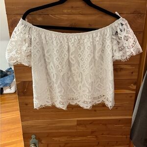 Express White Lace Off-Shoulder Blouse